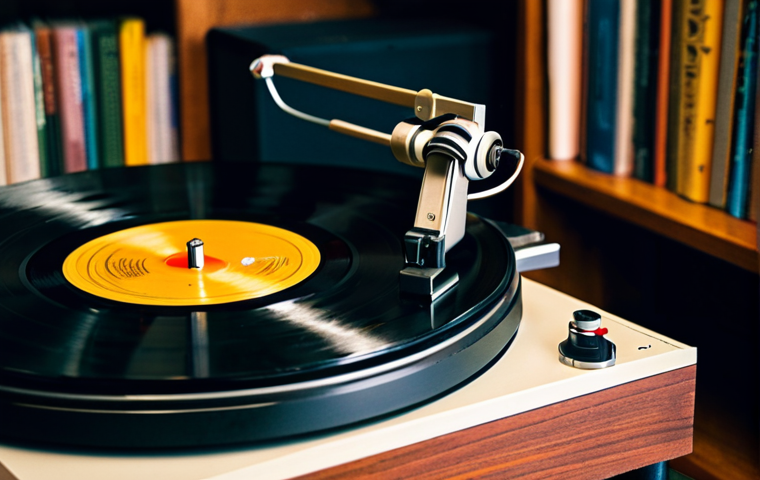 느림의 테크놀로지와 음악 문화 - Vinyl Record Player**

"Close-up of a vintage turntable playing a vinyl record. The album art is vis...